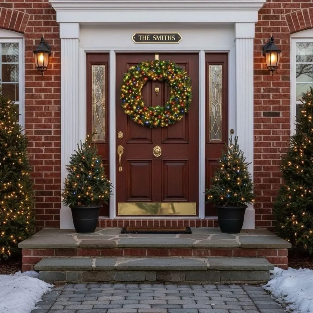 60 in. Artificial Pre-Lit Christmas Wreath with 300 Multicolored Lights 930 tips
